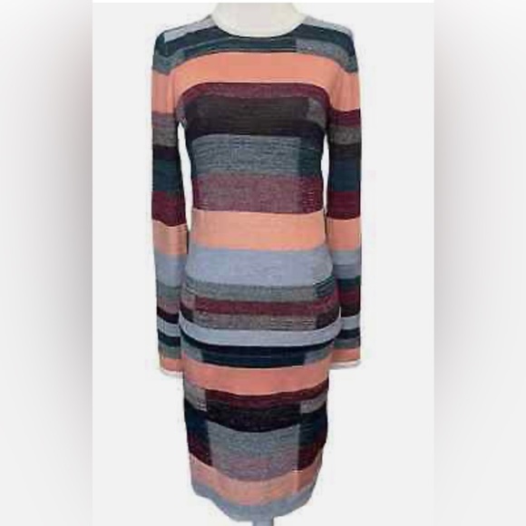 Parker Color Block Striped Metallic NWOT dress Large, bodycon - Picture 1 of 7